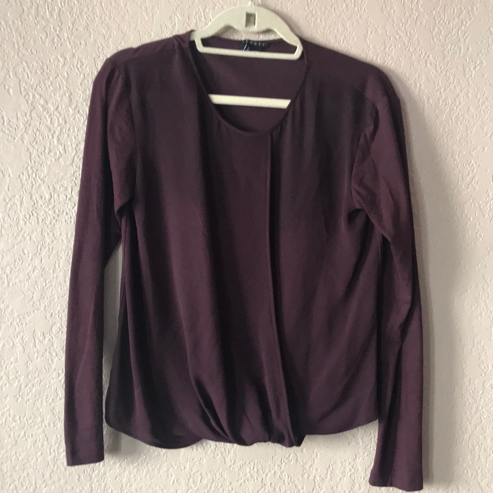 Theory Burgundy Long Sleeve Blouse